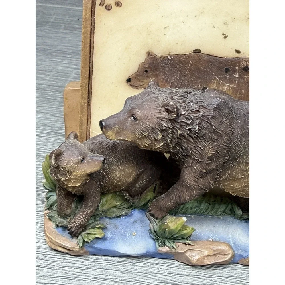 Rustic Bear Family Coaster Set Holder Cabin Lodge Wildlife Decor Outdoorsy
